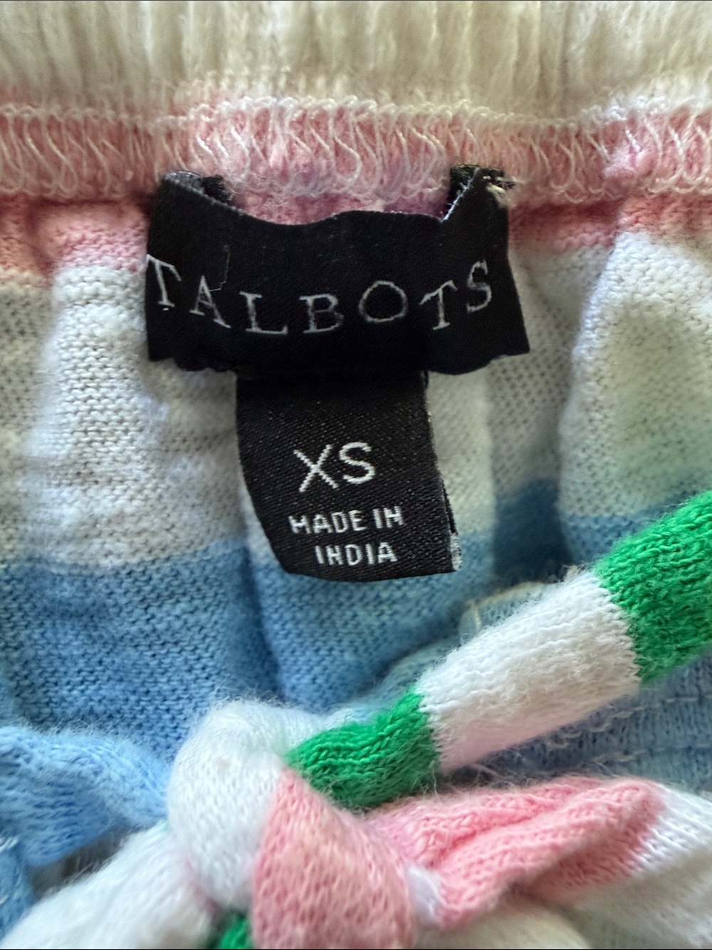 Talbots Striped Peasant Short Sleeve Top in Blue, Green & Pink XS - Picture 4 of 6